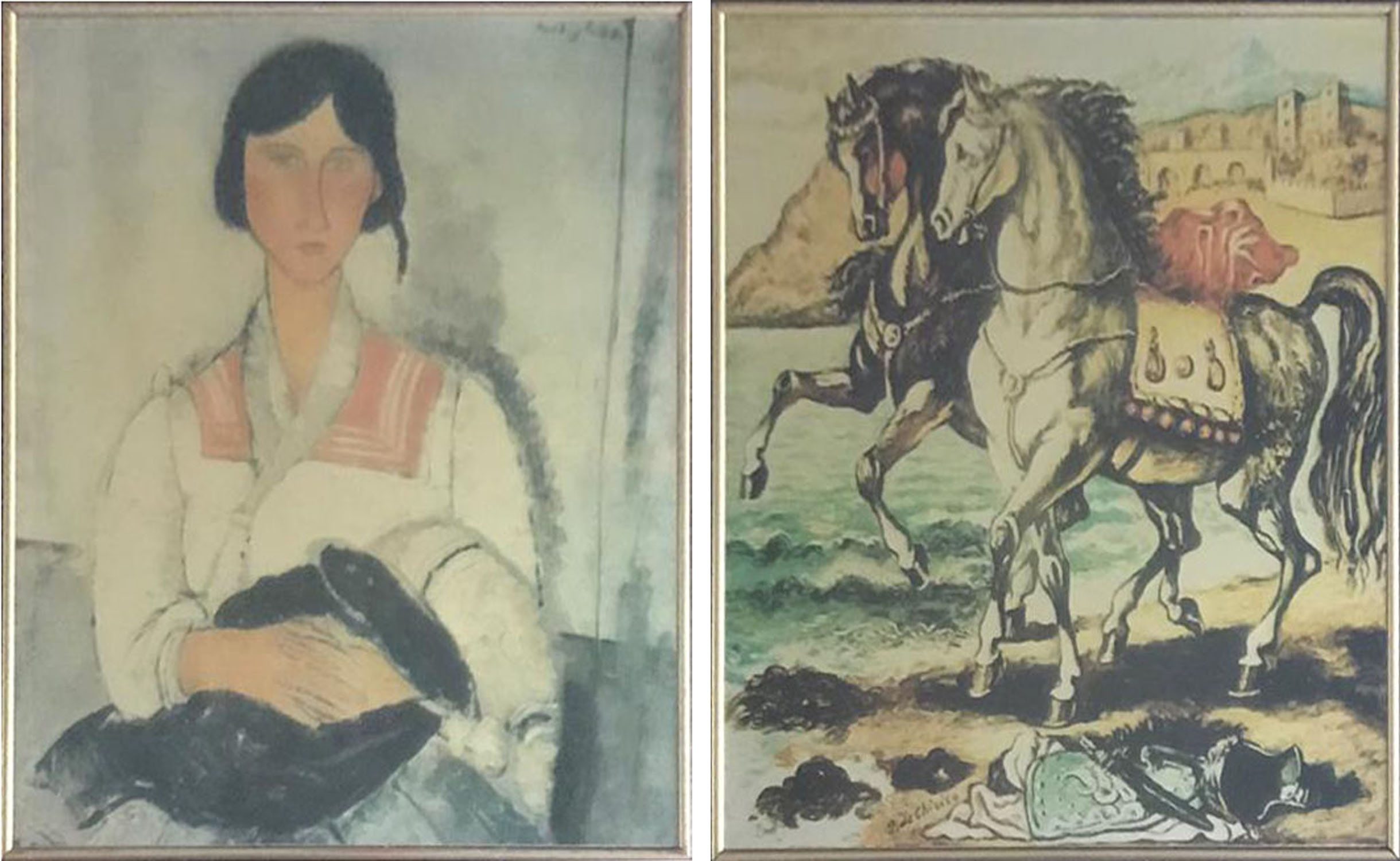 Riproduzione da Amedeo Modigliani , Giorgio de Chirico – Dittico – Senza titolo